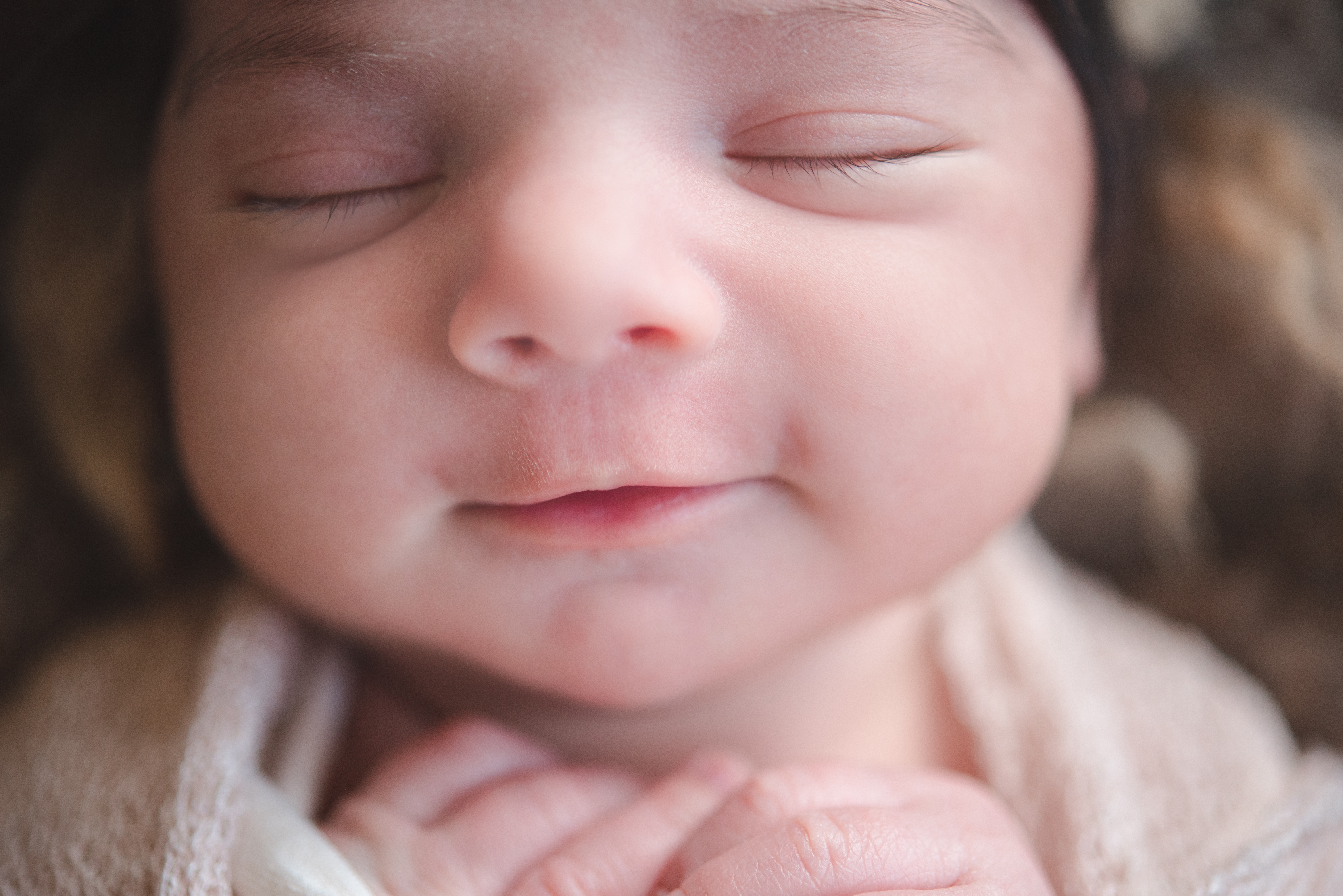 sweet newborn baby face details